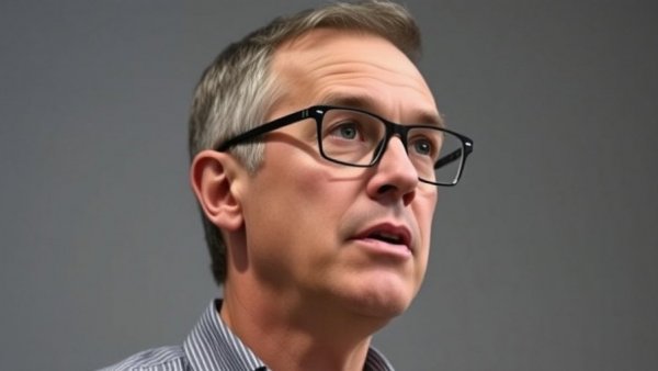 Middle-aged man discussing health benefits of green tea.