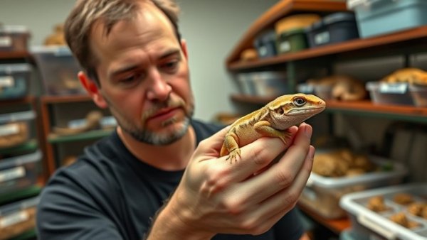 Man holding crested gecko in reptile room, Crested Gecko Lifespan