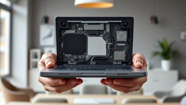 Modular laptop showcasing repairability features in sleek design.