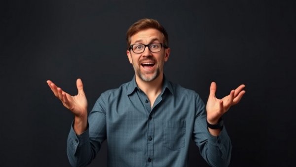 Man discussing digital marketing tips passionately in a video.