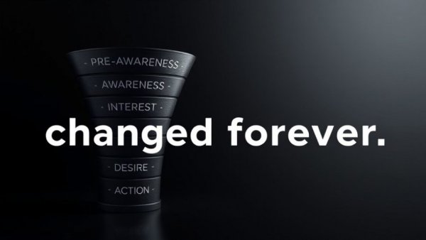 Impact of AI on marketing funnel with futuristic design.