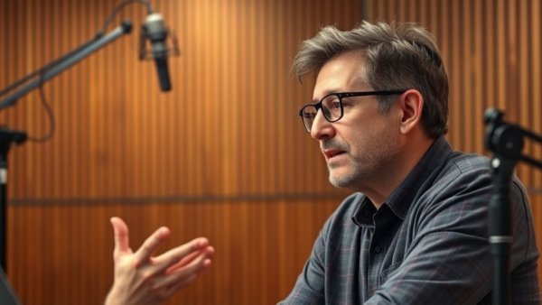 Middle-aged man discussing GLP-1 health benefits in studio environment.
