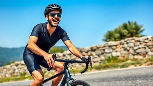 Athletic cyclist enjoying a scenic bike loop ride.