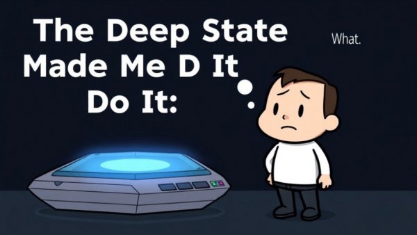 Futuristic AI humor with cartoon and holographic device