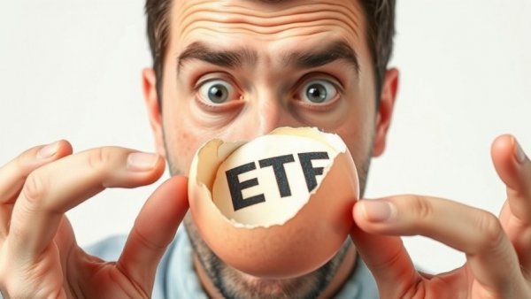 Shocked man witnessing an ETF labeled cracking egg with falling money, illustrating NAV erosion strategies.