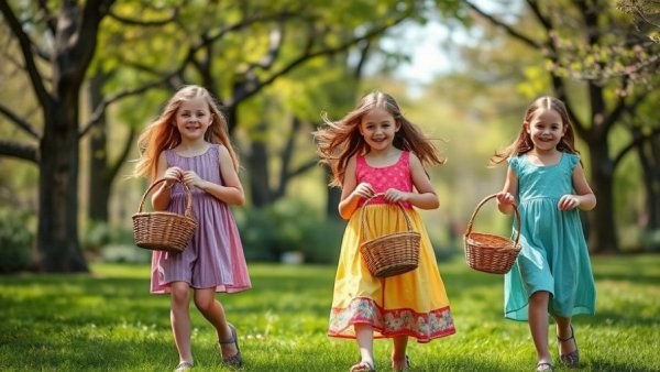Children enjoying a playful spring day in a park.