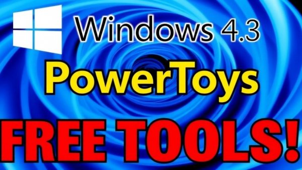 Windows PowerToys tools graphic with vibrant design and free tools emphasis.