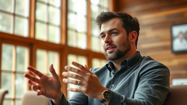 CEO discussing digital marketing strategies in a casual setting.