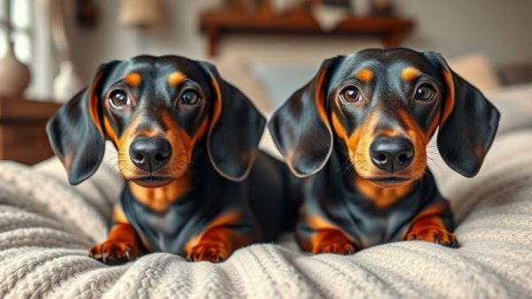 Curious dachshunds displaying pet behavior problems.