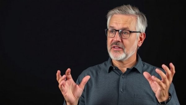 Confident man discussing health and wellness with expressive gestures.