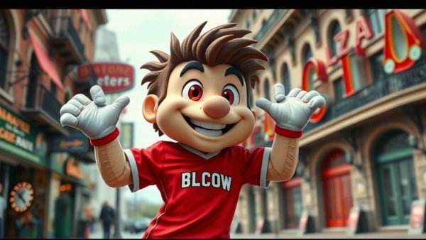 Woof South Carolina mascot posing energetically in Charleston.