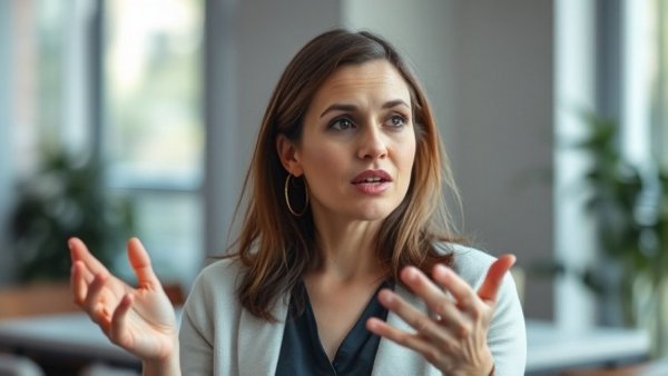 Focused woman discussing gut microbiome for bone and muscle health.