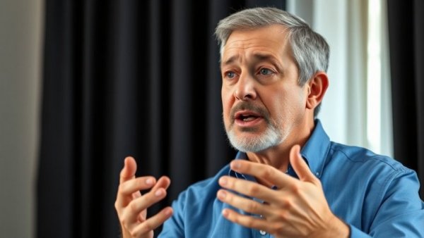 AI won't make you rich, man in blue shirt, insightful expression.