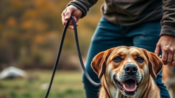 Man holding dog lead, highlighting dog reactivity solutions.