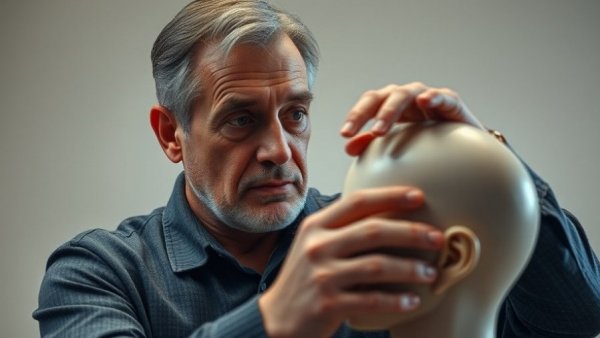 Middle-aged man demonstrating acupressure for family wellness.