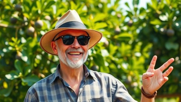 Man enjoying a sunny day while discussing planting fig trees.