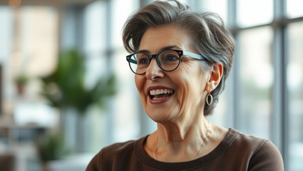 Mature woman animatedly discussing health and wellness Ohio