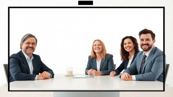 Professionals discussing AI skills security in a video conference.