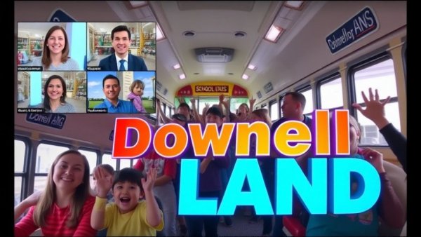Local Ohio news segment with school bus and virtual interviews.