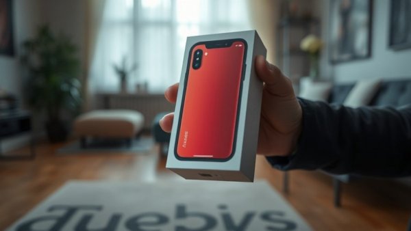 Unboxing T1 Trump mobile phone box with text overlay.