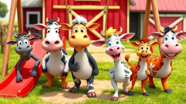 Pet comedy cartoon with animals playing on a farm.