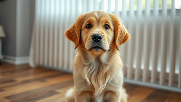 Adorable golden retriever sitting indoors, Register Your Pet as an ESA.