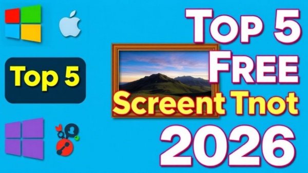 Top free screenshot software graphic with vibrant icons and text
