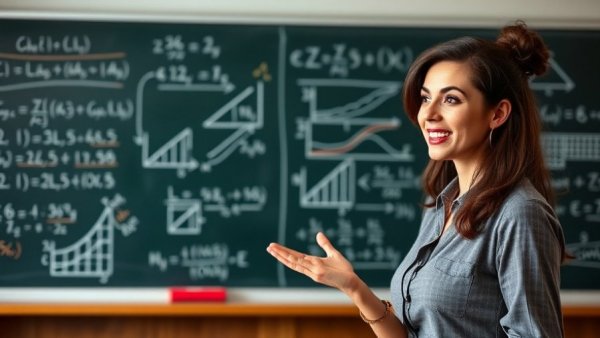 Graph Neural Networks Explained by an enthusiastic woman with diagrams in the background.