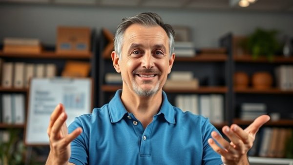 Middle-aged man providing advice on growing income through technology.