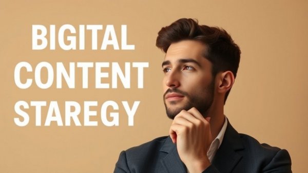 Confident man contemplating digital content strategy.