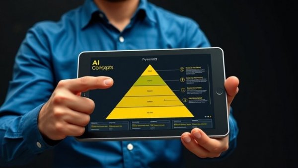 AI visibility concept with person explaining digital chart on tablet.