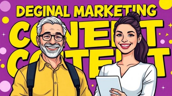 Digital marketing strategies promotion with two people smiling.