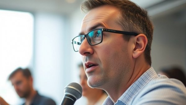 Man discussing AI Optimization Techniques with a microphone
