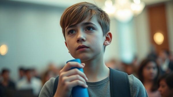 Young person at event holding blue object, Digital Marketing Strategies context.