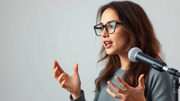 Enthusiastic woman discussing ChatGPT Traffic Analytics