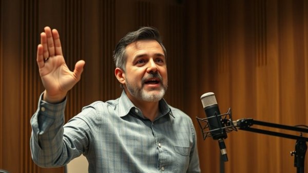Engaged man discussing ADHD superhuman abilities on podcast.