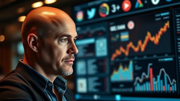 AI transforms SEO marketing concept with digital screens