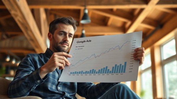 Man discussing 14% Google Ads cost increase in a well-lit room.