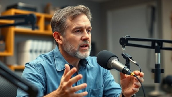 Digital Marketing Content expert recording a podcast episode.