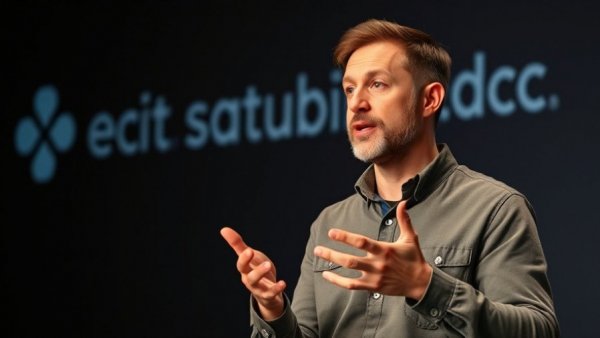 Engaged speaker explaining SEO marketing tactics video.