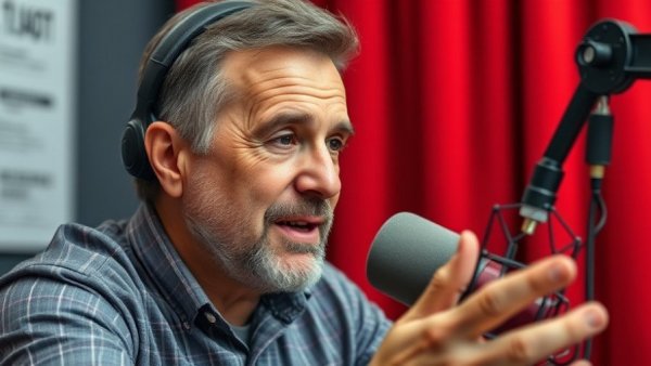 Digital marketing content podcast with man speaking.