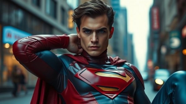 Superhero striking a pose, branding in digital marketing context.