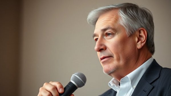 Confident man discussing self-belief and financial success