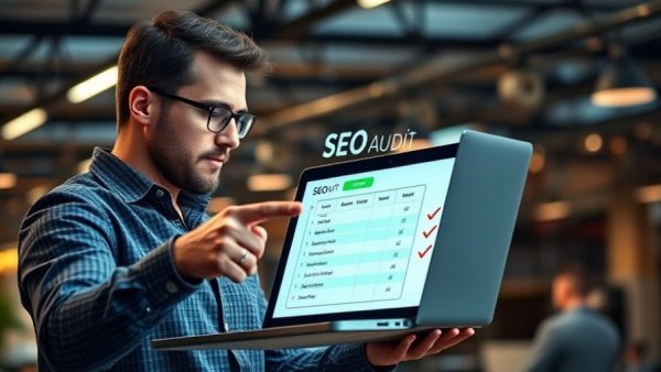 Audit Your Competitor's SEO in modern office setting with analysis display