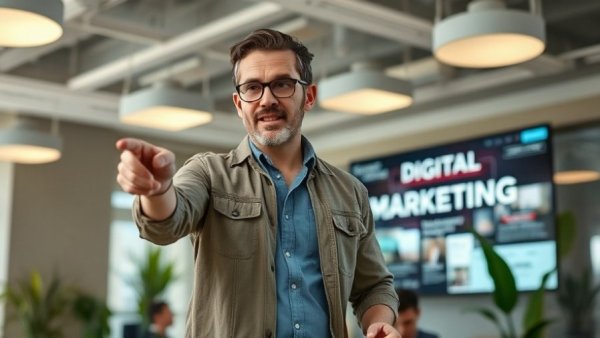 Digital marketing content presentation on AI success strategies.