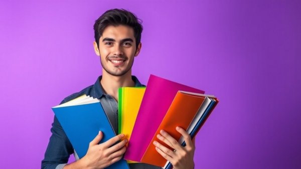 Train AI to Write Like a Human: Man holding folders with smile