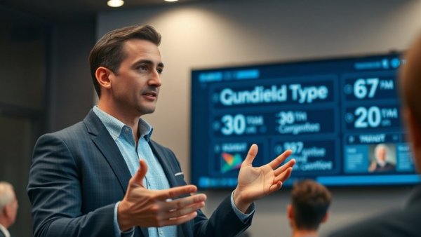 Man discussing new tech and comments in presentation.