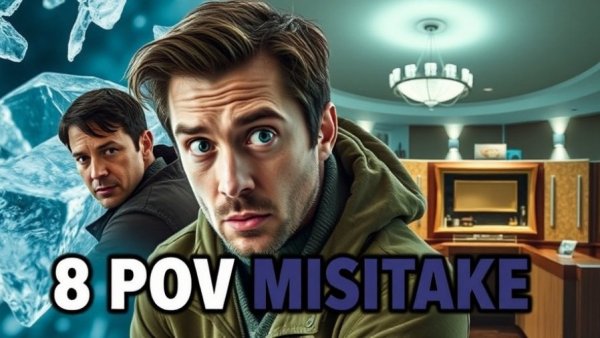 Dynamic collage illustrating POV mistakes with characters and man.