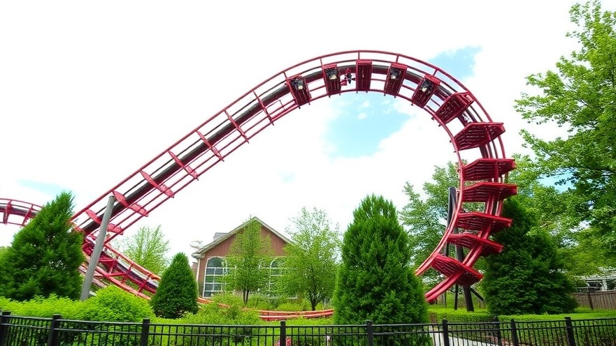 Cedar Point Amusement Park in Sandusky, OH featuring the Main Walk Corkscrew ride.