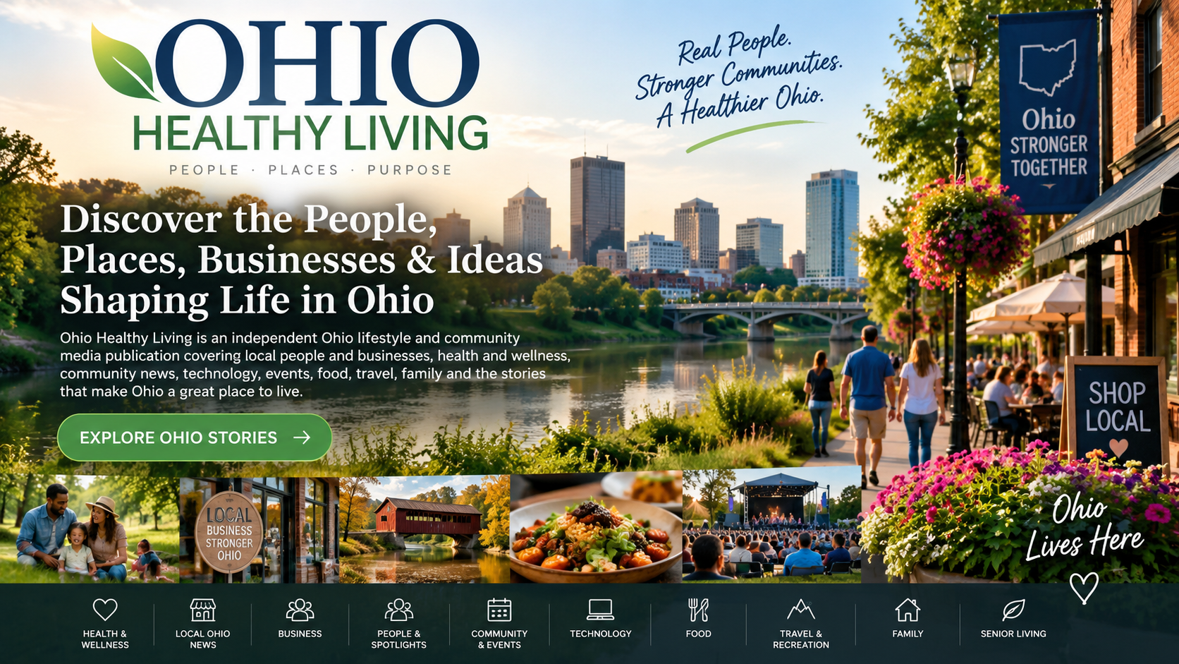 Ohio Healthy Living with red barn and green grass, wellness starts here.